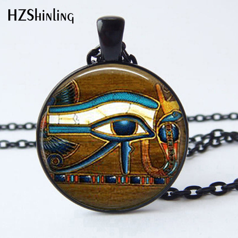 Eye of Horus Necklace Egytian Black Jewelry Glass Pendant