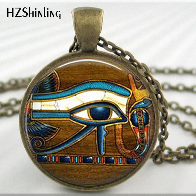 Eye of Horus Necklace Egytian Black Jewelry Glass Pendant