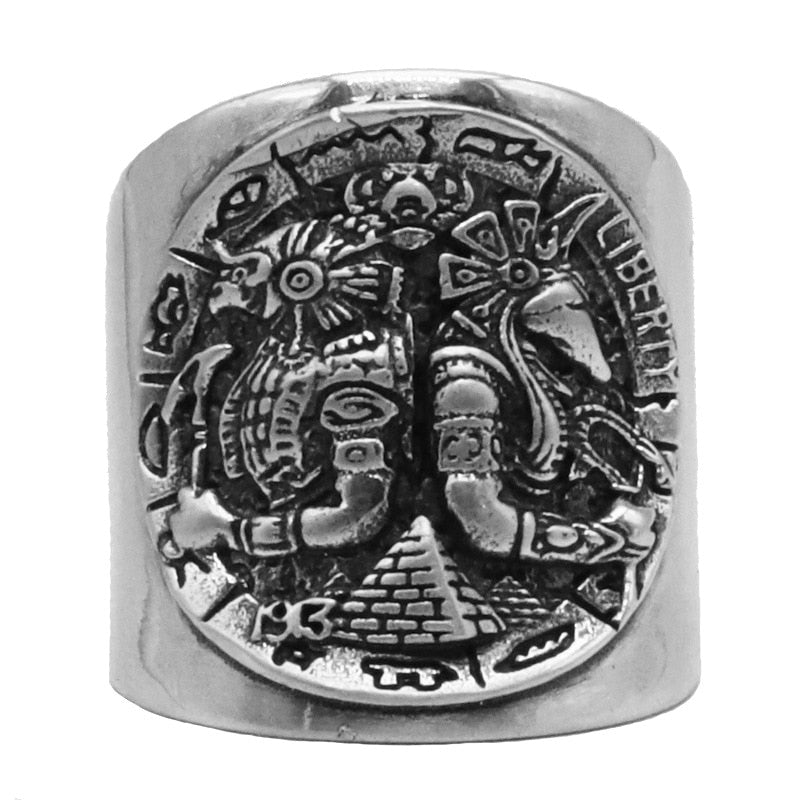 Pure Silver God Horus Anubis Ring