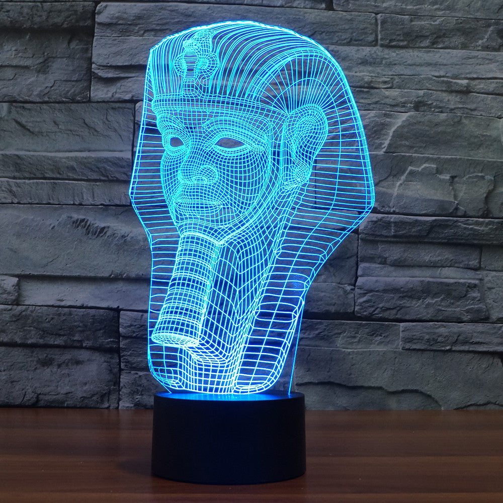 3D Illusion Night Light  LED Light 7 Color with Touch Switch USB Cable Nice Gift Home Office Decorations，Pharaoh