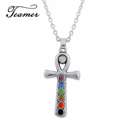 7 Chakra Egyptian Ankh Pendant Necklace