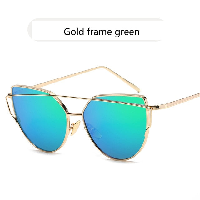 Cat Eye Vintage Rose Gold Mirror Sunglasses