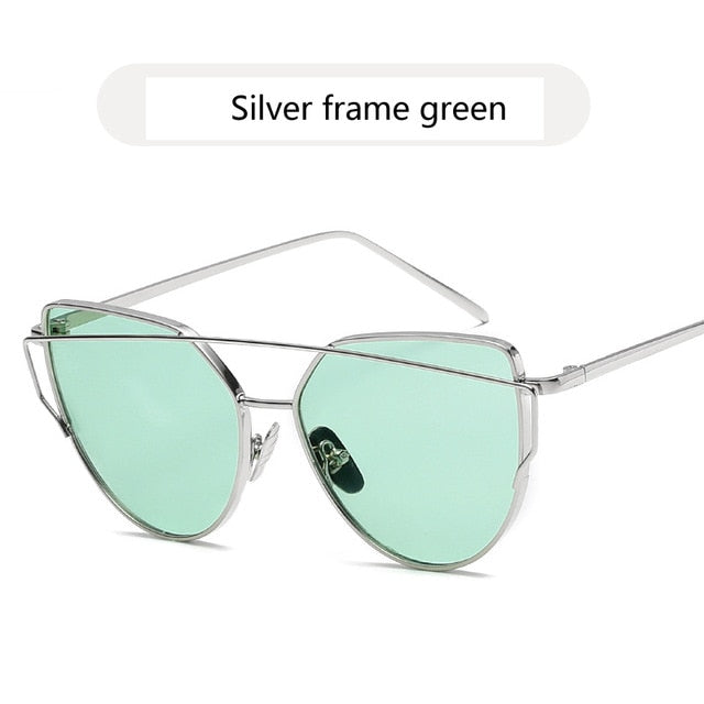 Cat Eye Vintage Rose Gold Mirror Sunglasses