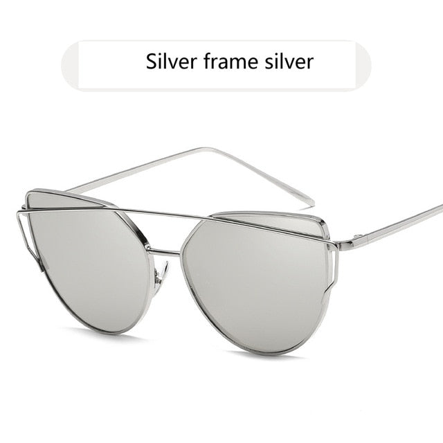 Cat Eye Vintage Rose Gold Mirror Sunglasses