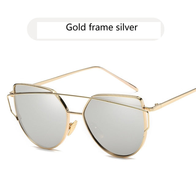 Cat Eye Vintage Rose Gold Mirror Sunglasses
