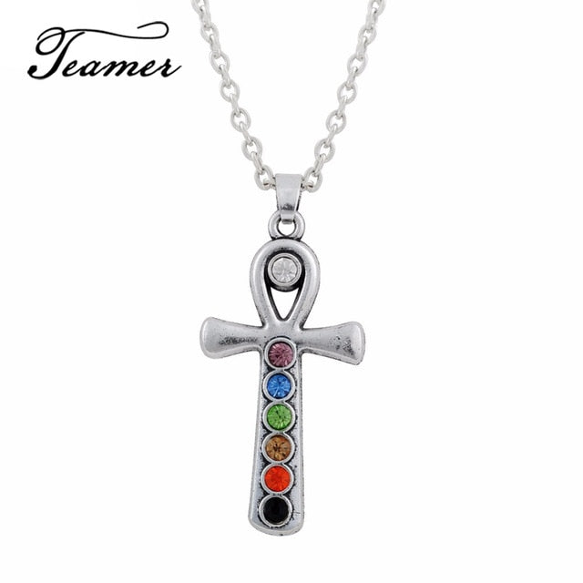 7 Chakra Egyptian Ankh Pendant Necklace