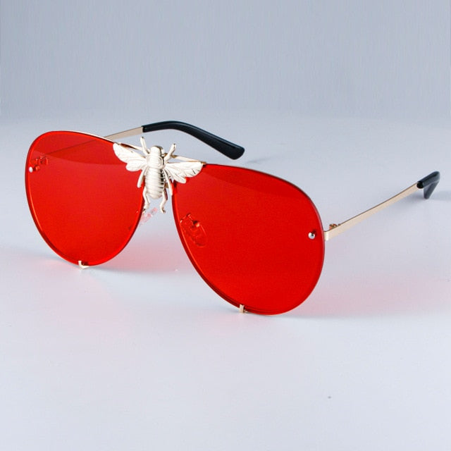 Big Bee Retro Pilot Luxury Metal Sunglasses Gradient Lenses