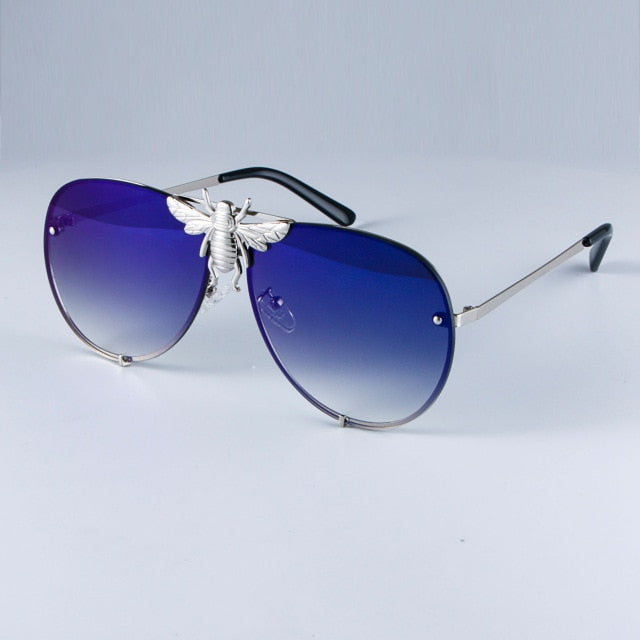Big Bee Retro Pilot Luxury Metal Sunglasses Gradient Lenses