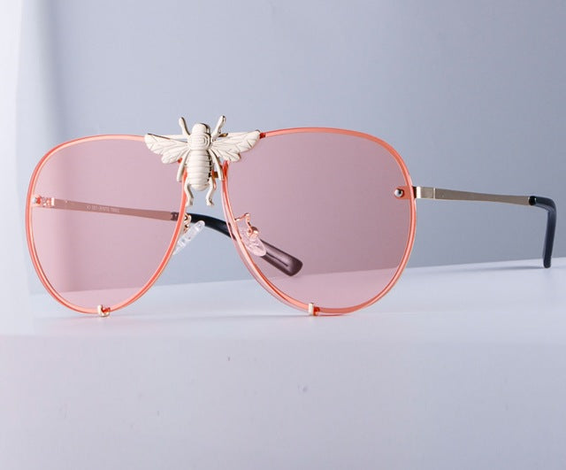 Big Bee Retro Pilot Luxury Metal Sunglasses Gradient Lenses