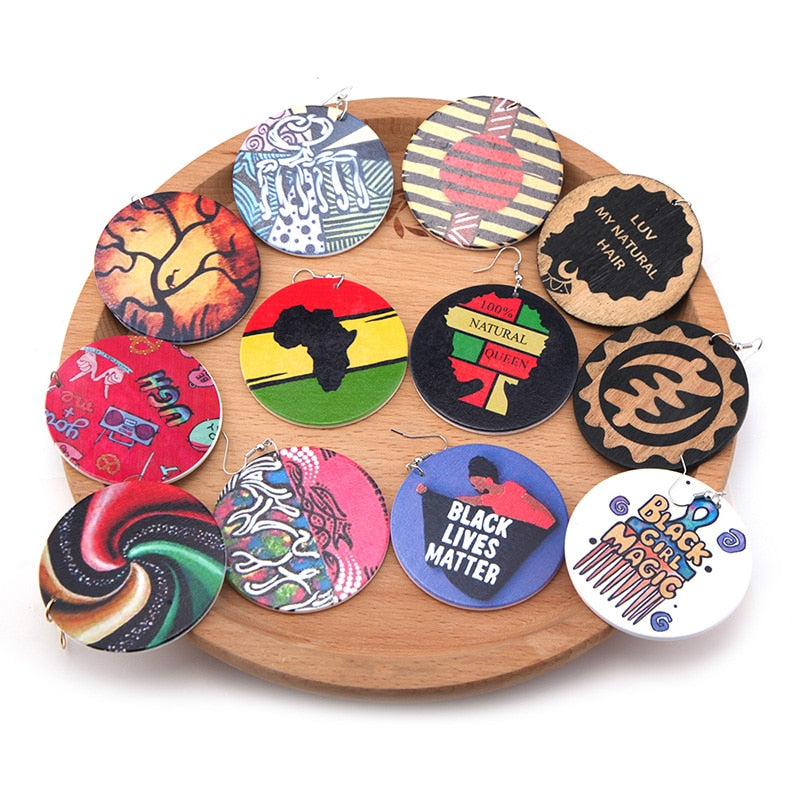 6Pairs Mixed  African Earrings Wood