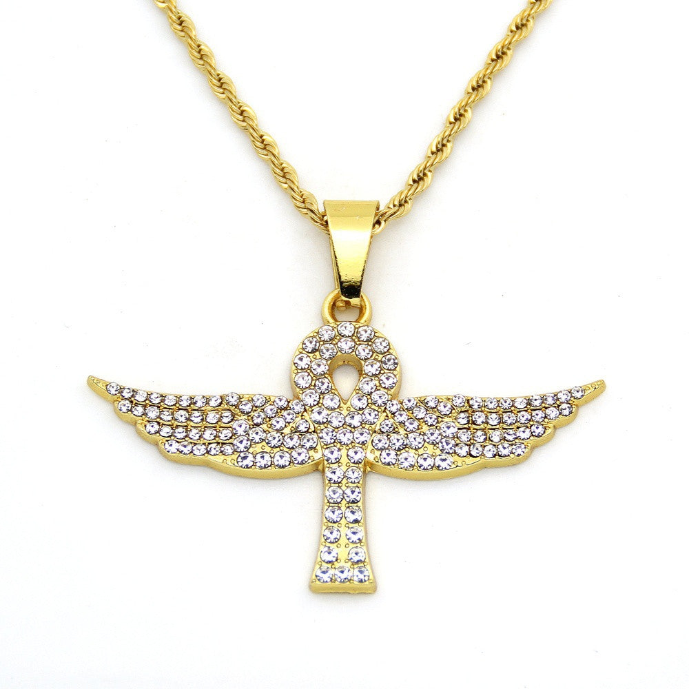 Ankh Cross Wings Pendant Nacklace Chain