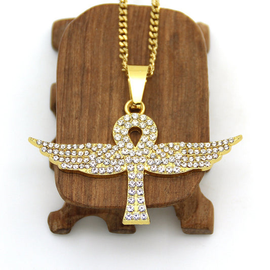 Ankh Cross Wings Pendant Nacklace Chain