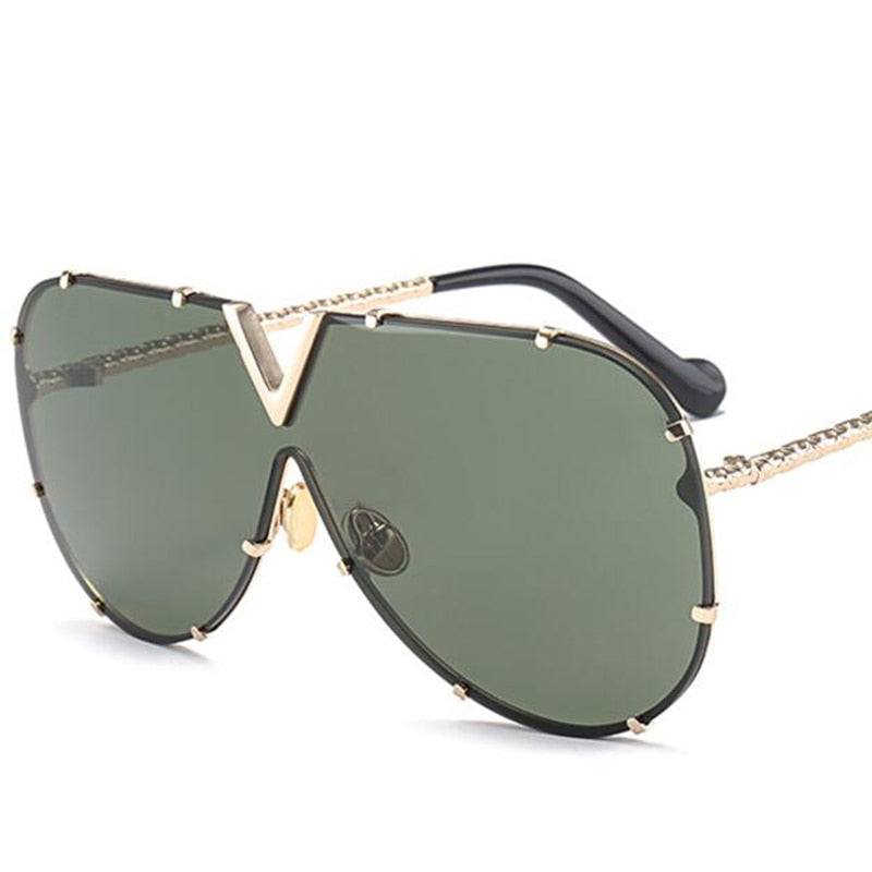 Luxury Metal Fashion Sunglasses Golden Mirror Coating