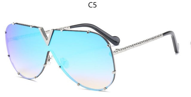 Luxury Metal Fashion Sunglasses Golden Mirror Coating