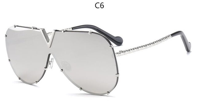 Luxury Metal Fashion Sunglasses Golden Mirror Coating