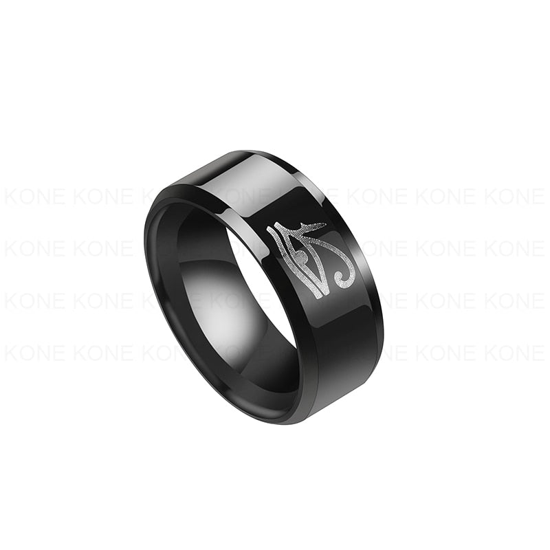 Titanium Steel Ring Engrave Egypt Eye of Horus