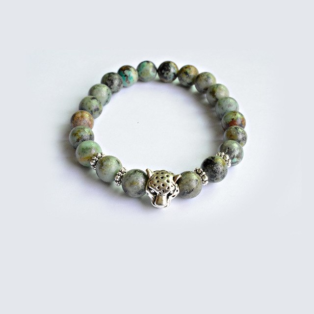 Natural Stone Bracelets GoldPlated Black Panther