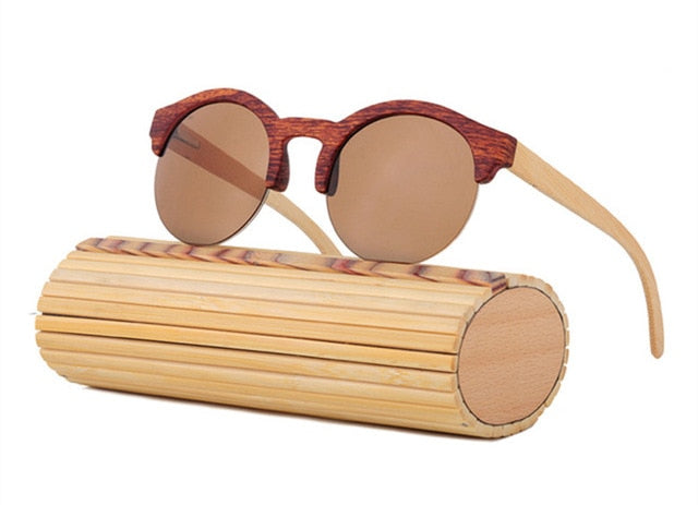 Fashion Round Bamboo Sunglasses