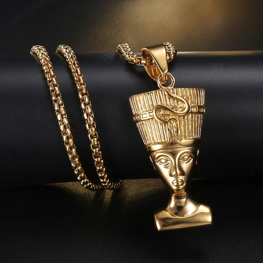 Ancient Egyptian Pharaoh Pendant Necklace Gold Color Stainless Steel