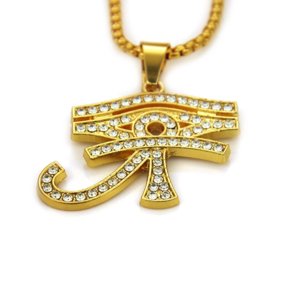 Hip Hop Iced Out Rhinestone Ancient Egypt Eye of Horus Pendants
