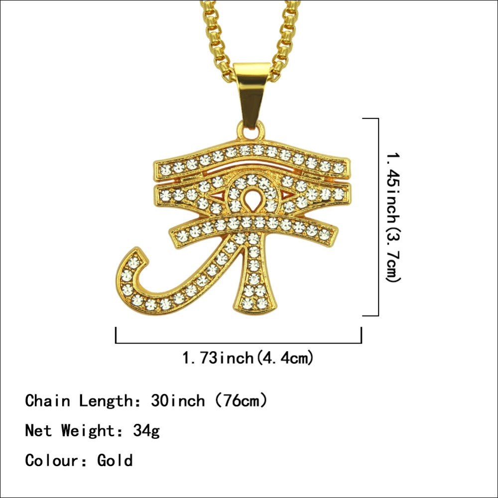 Hip Hop Iced Out Rhinestone Ancient Egypt Eye of Horus Pendants