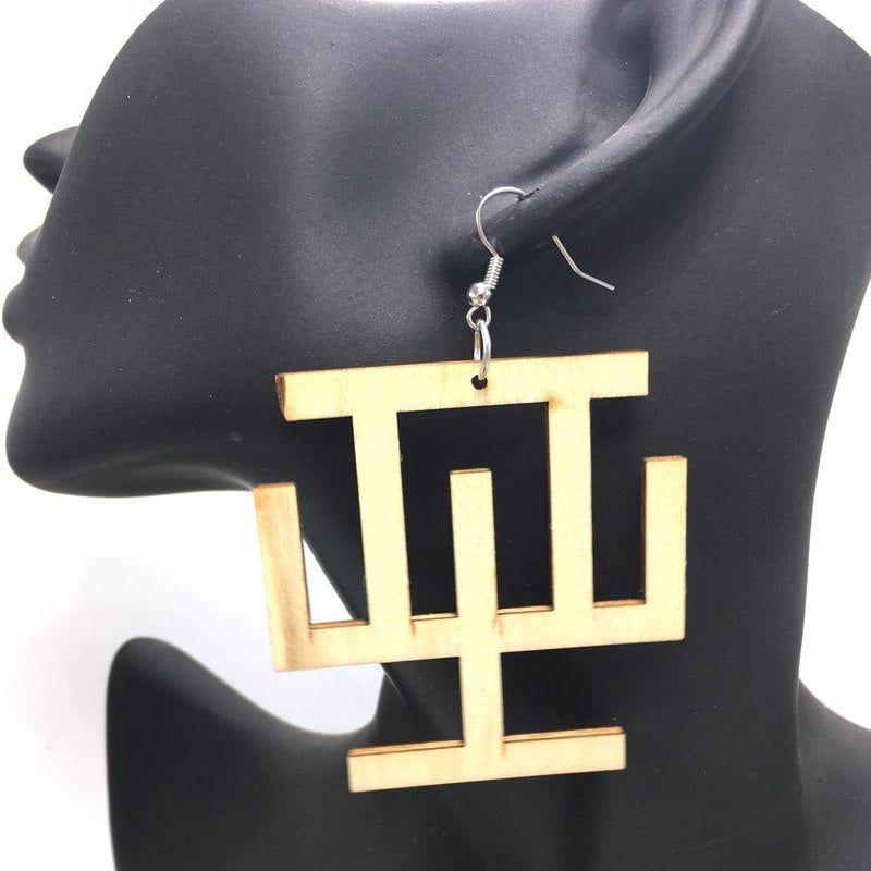 6pairs/lot Adinkra HWE NA DUA Symbols Wood Earrings