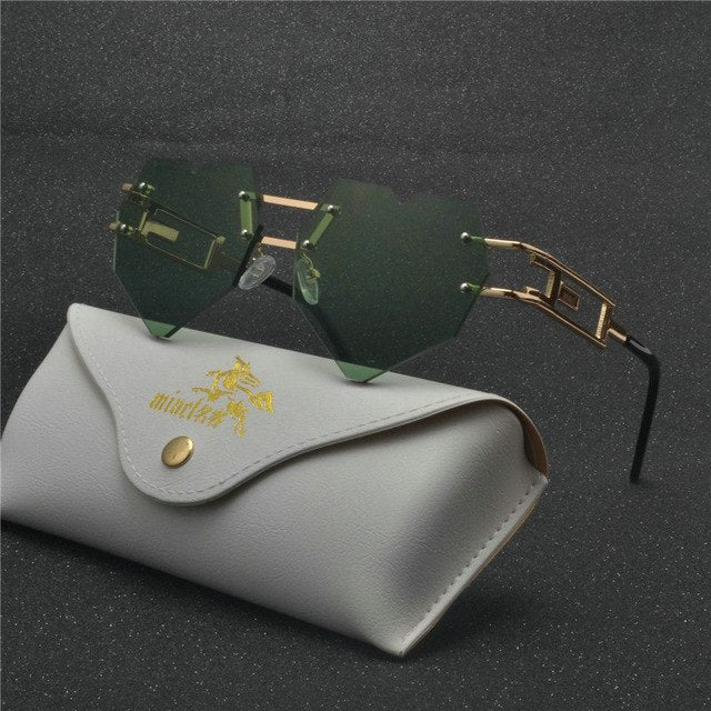Glittery Frames Love Heart Women Sunglasses