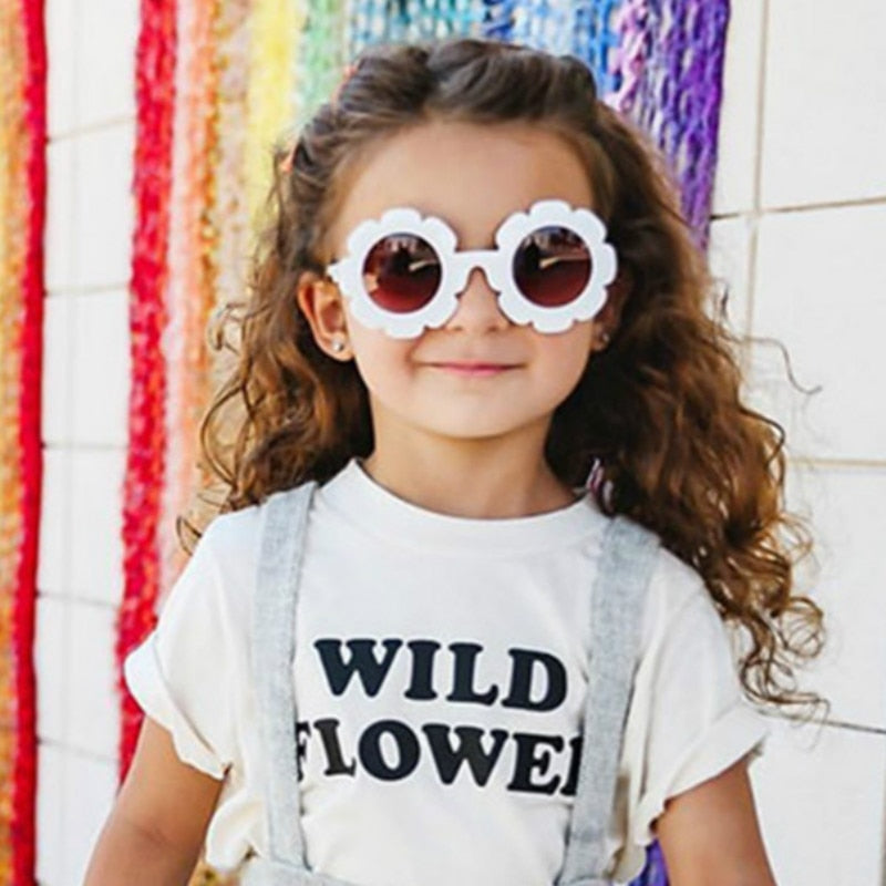 Cute Sun Flower Round Sunglasses with UV Protection for Boys Girls