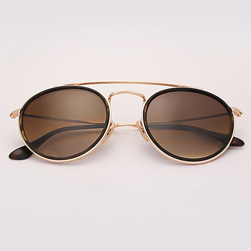Glass lens mirror round double bridge Shades