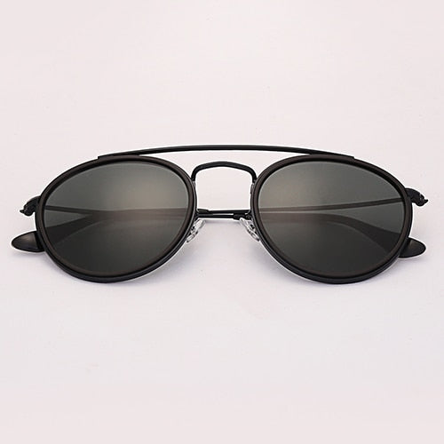 Glass lens mirror round double bridge Shades