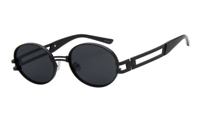 2pac Style Retro Vintage Round Gold Metal Black Sunglasses