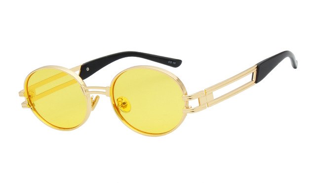 2pac Style Retro Vintage Round Gold Metal Black Sunglasses