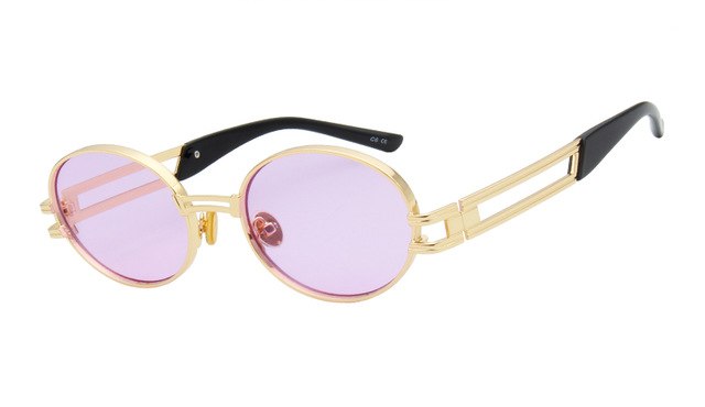 2pac Style Retro Vintage Round Gold Metal Black Sunglasses