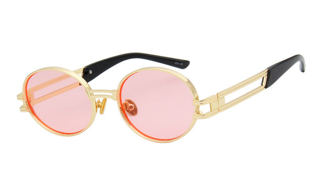 2pac Style Retro Vintage Round Gold Metal Black Sunglasses